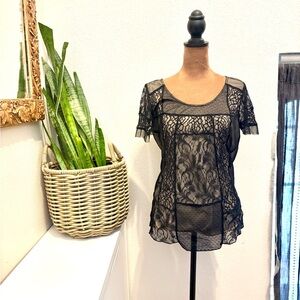 Charlotte Russe Black Lace Overlay Top